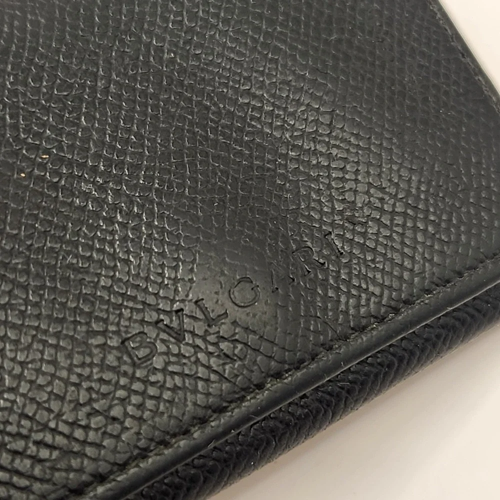 Bvlgari Black Textured Leather Card Holder Wallet Men's